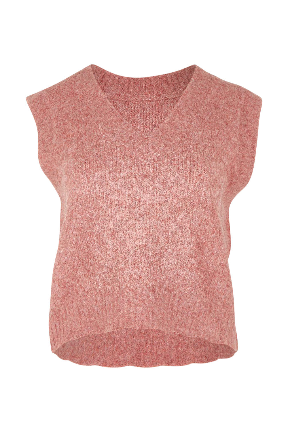 Product shot of the Leah Knit Vest in colour Quartz (Pink), from the front