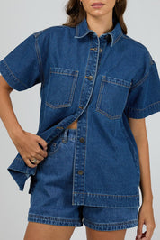Preloved Simi Denim Shirt - Blue