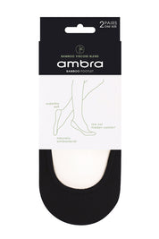 Product shot of the Bamboo Blend Footlet Sock 2 Pack in colour Black (Black), from the front