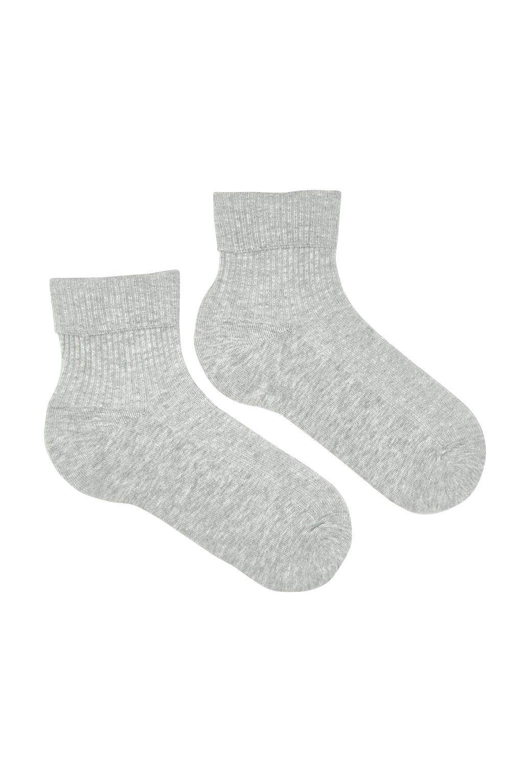 Product shot of the Organic Cotton Cuffed Rib Crew Sock 2 Pack in colour Meringrey, from the front