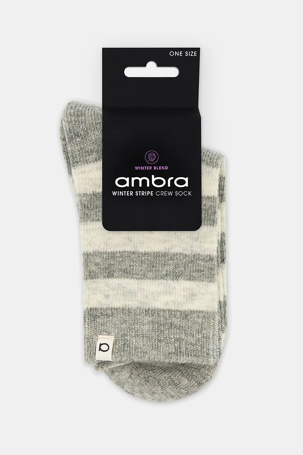 Winter Stripe Crew Sock - Grey