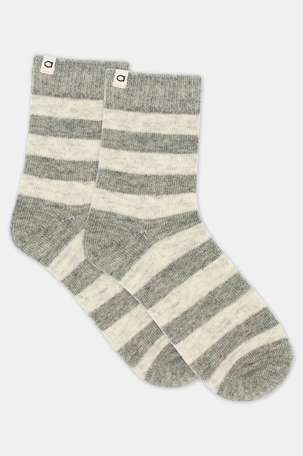 Winter Stripe Crew Sock - Grey