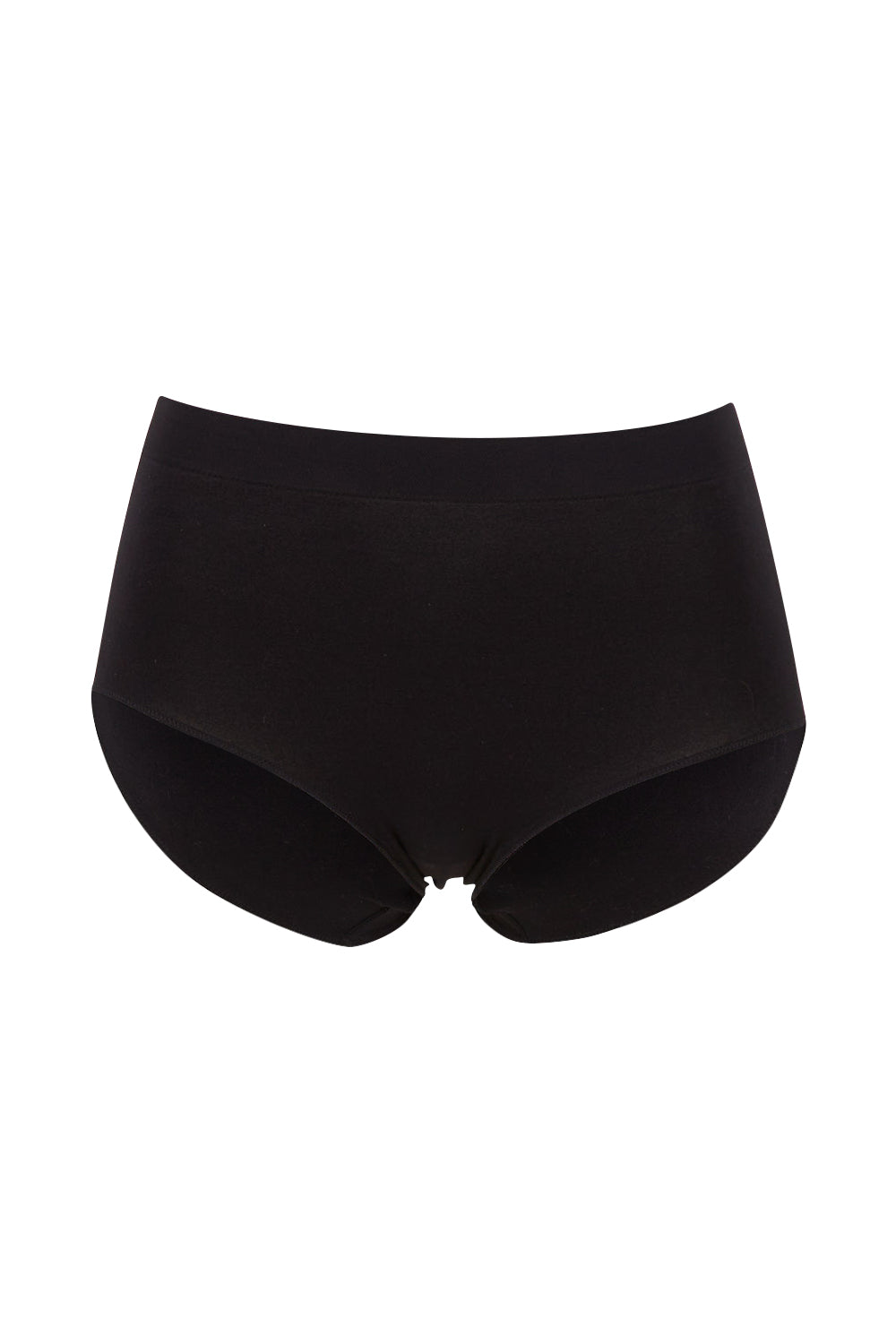 Product shot of the Bare Essentials Full Brief in colour Black (Black), from the front