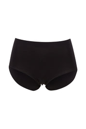 Product shot of the Bare Essentials Full Brief in colour Black (Black), from the front
