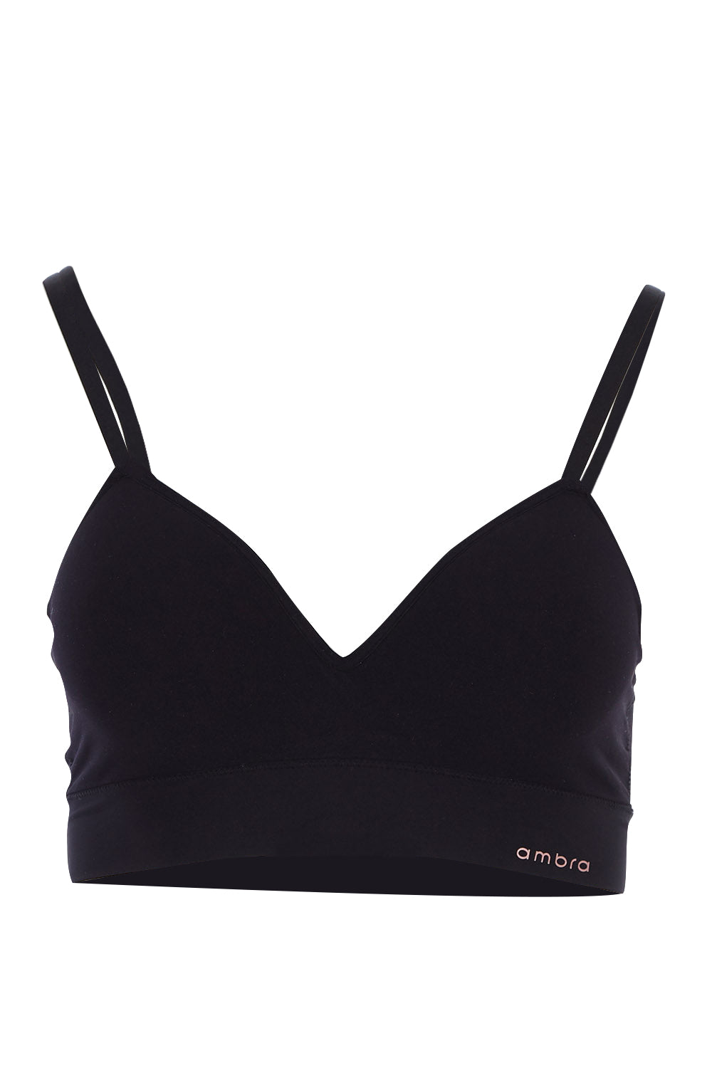 Product shot of the Bondi Bare Longline Wirefree Bra in colour Black (Black), from the front