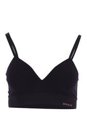 Product shot of the Bondi Bare Longline Wirefree Bra in colour Black (Black), from the front
