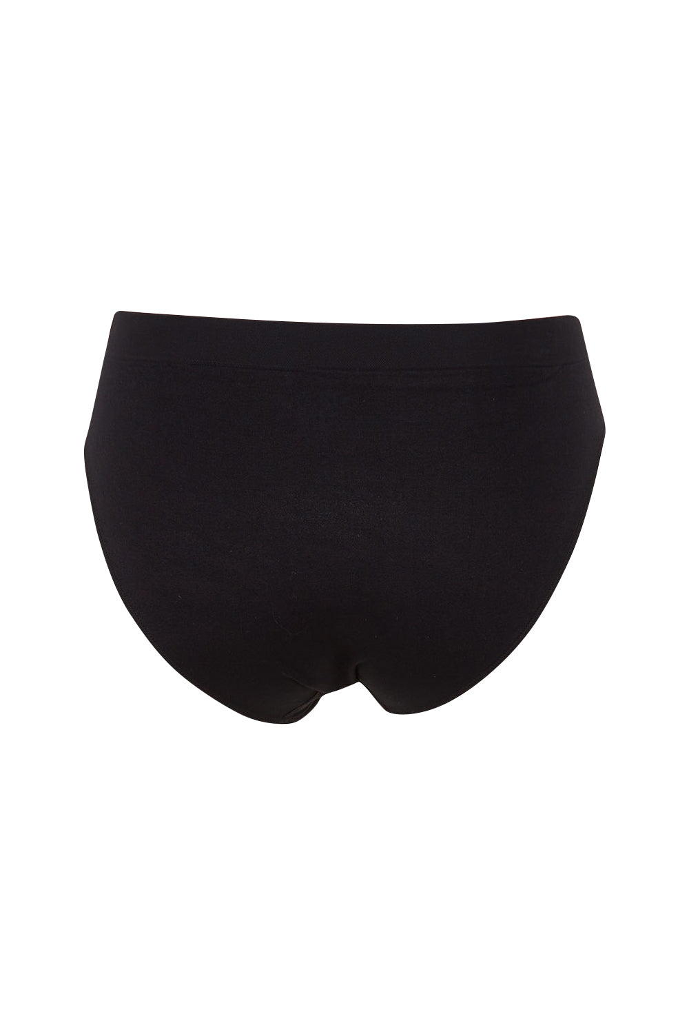 Product shot of the Bare Essentials Hi Cut Brief in colour Black (Black), from the back