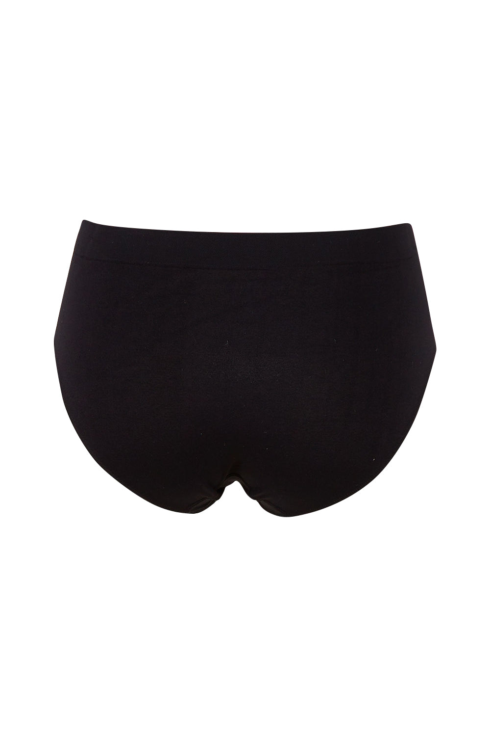 Product shot of the Bare Essentials Midi Brief in colour Black (Black), from the back