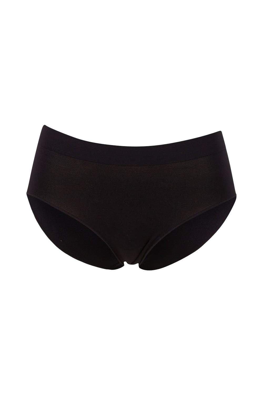 Product shot of the Bare Essentials Midi Brief in colour Black (Black), from the front