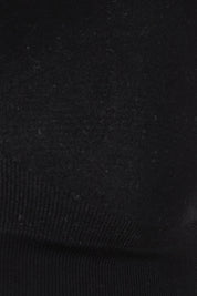 Product shot of the Bare Essentials Support Wirefree Bra in colour Black, detail