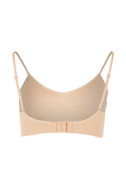 Product shot of the Bare Essentials Padded Wirefree Bra in colour Rosebeige, from the back