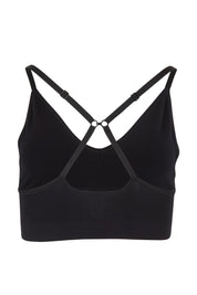 Product shot of the Pure Basics Triangle Modal Bralette in colour Black (Black), detail