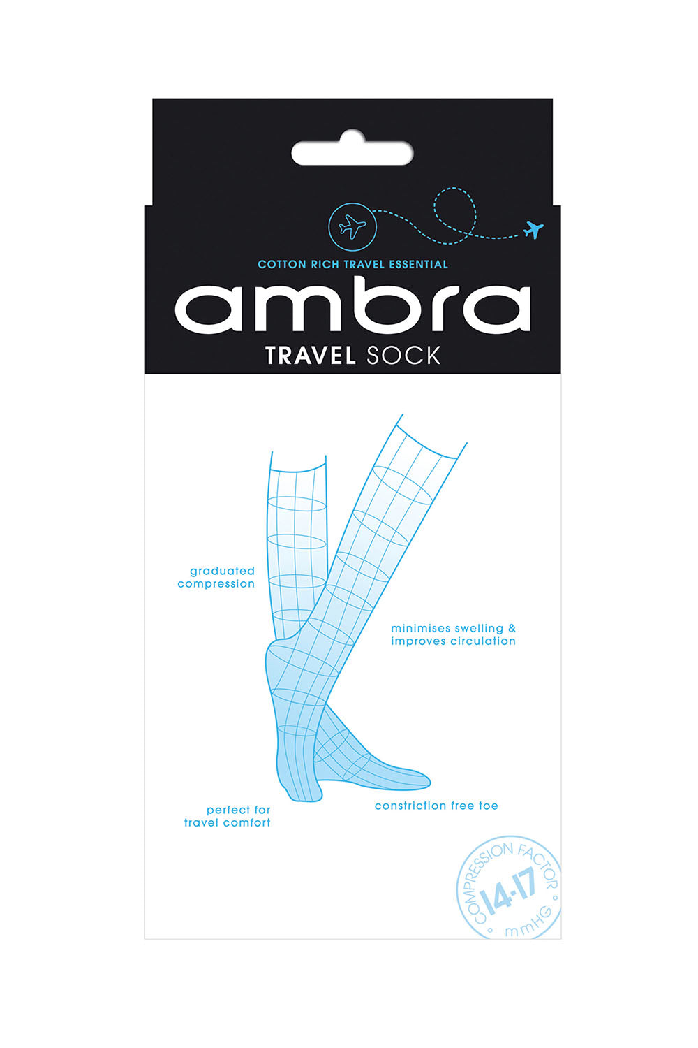 Product shot of the Travel Sock in colour Black (Black), detail