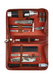 Product shot of the Gentleman's  Allin colourIn-One Grooming Kit - Cognac, from the front