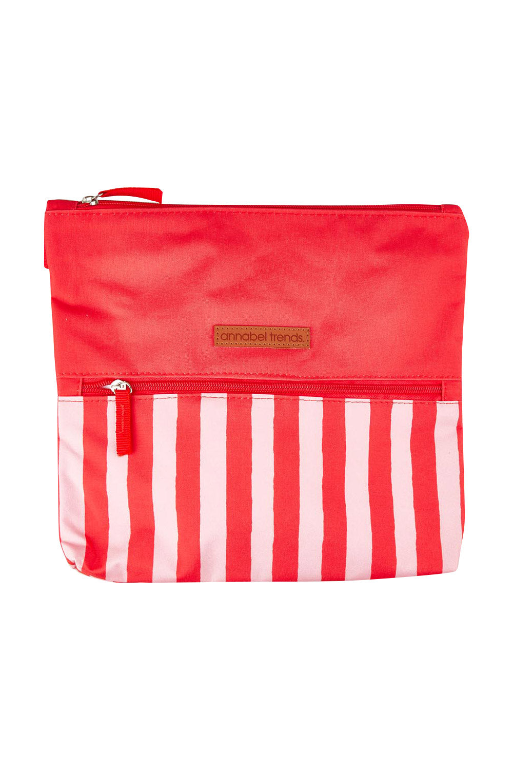 Product shot of the Beach Wet Pouch in colour Redstripe (Red), from the front
