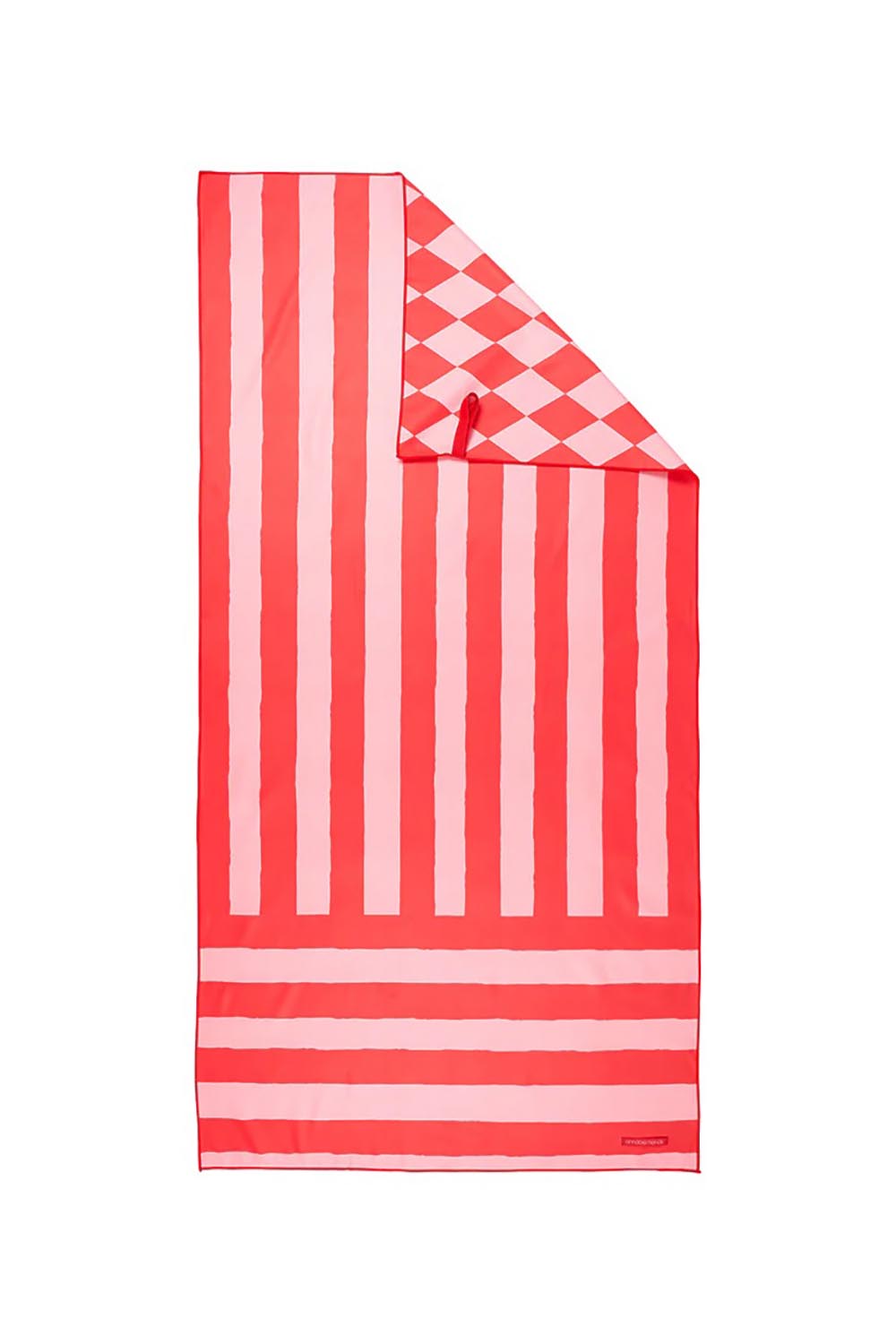 Product shot of the Sand Free Towel in colour Redstripe (Red), detail