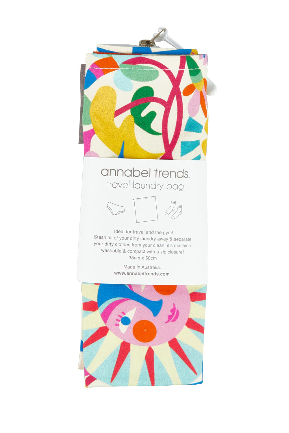 Product shot of the Australian Made Travel Laundry Bag in colour Fiesta (Pink), from the front