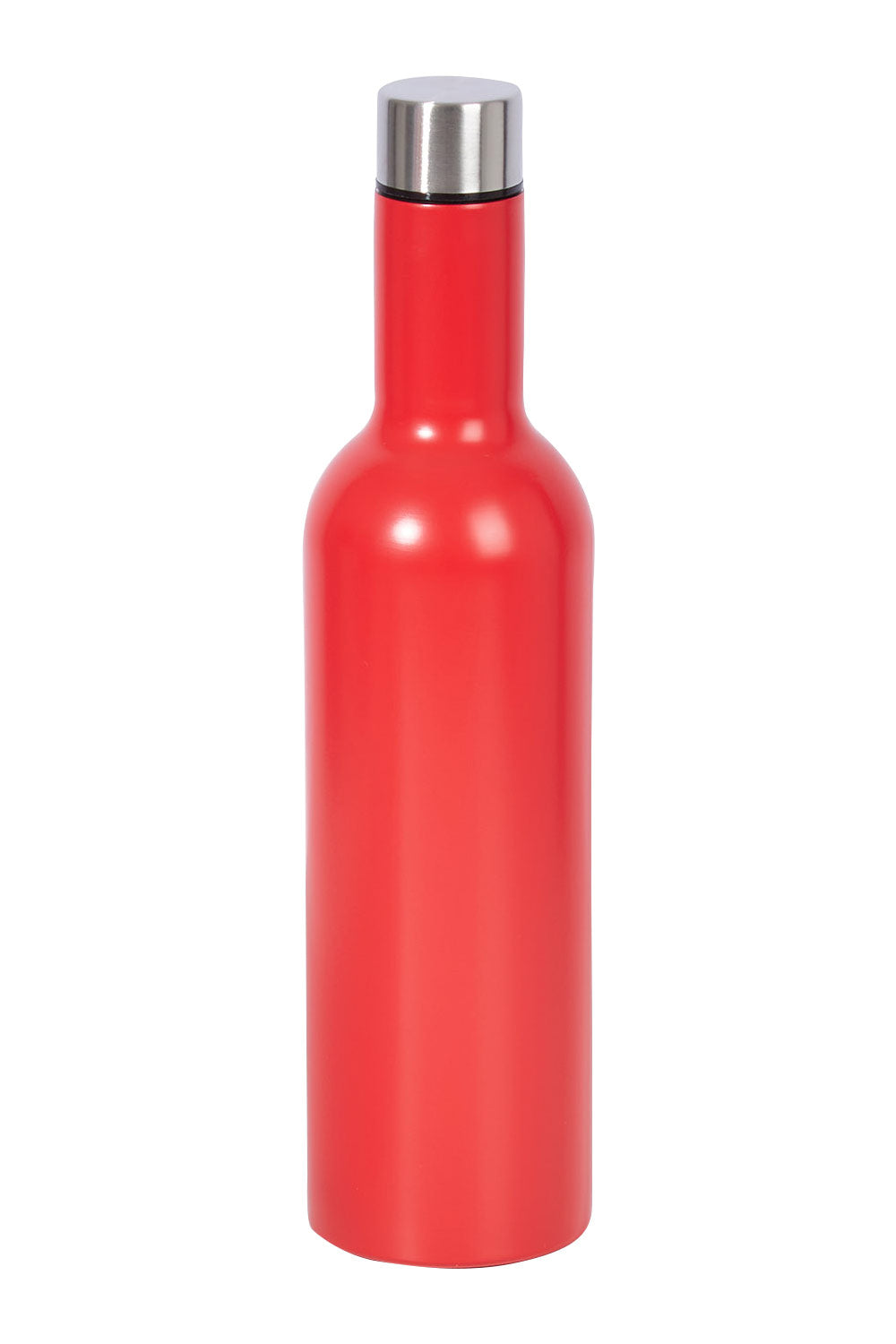 Product shot of the Matte Wine Bottle in colour Watermelon (Red), from the front