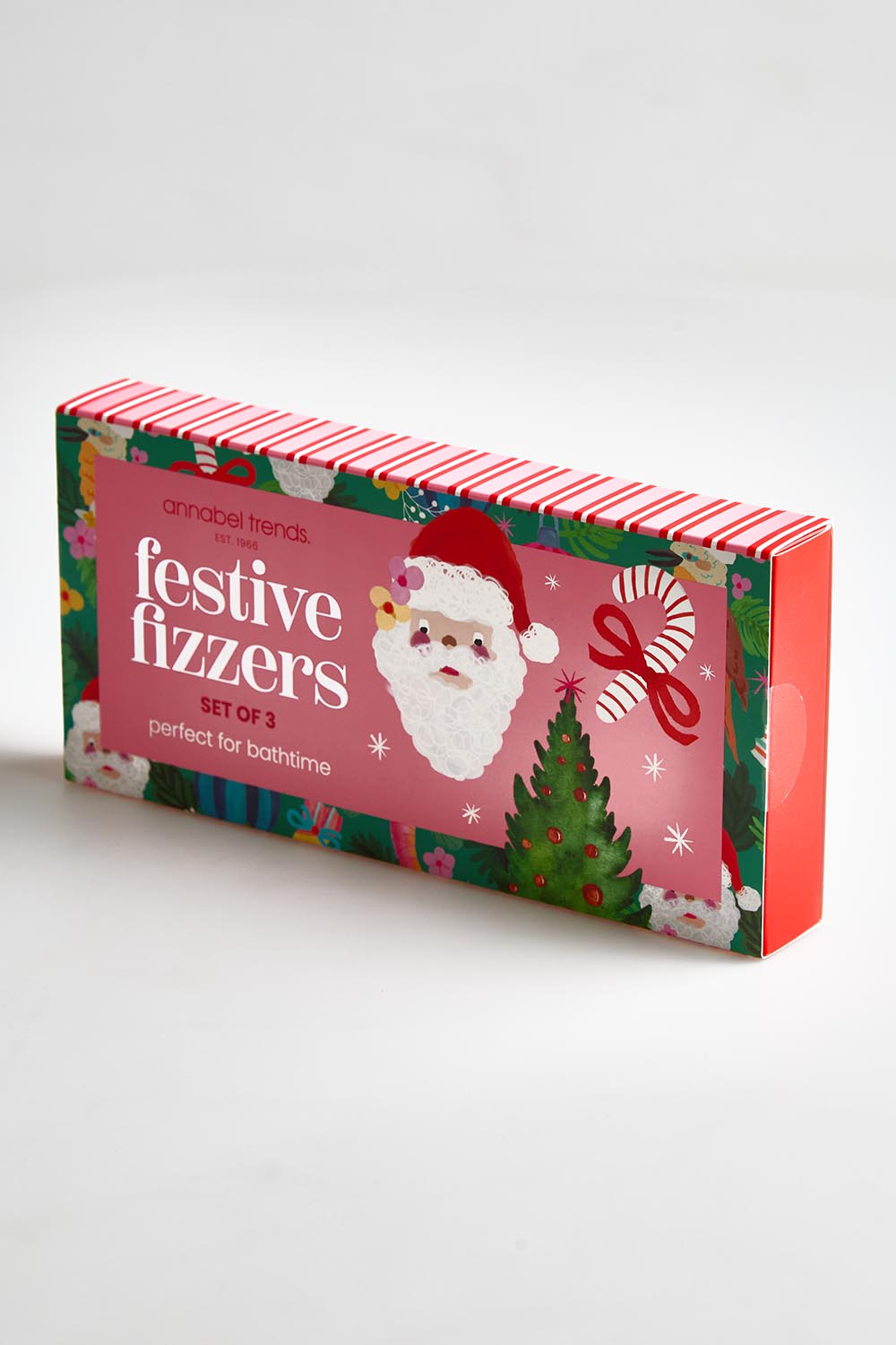 Model Genericm wearing size sample of the Festive Bath Fizzers - Festive in colour Festive, from the front