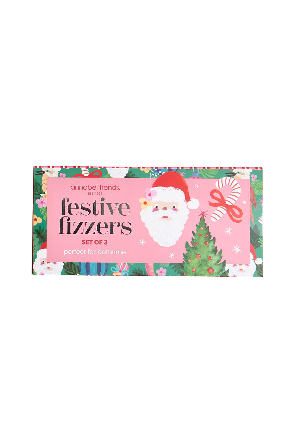 Product shot of the Festive Bath Fizzers - Festive in colour Festive, from the front