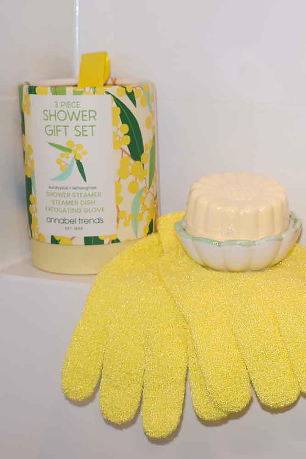 Product shot of the Shower Gift Sets - Goldenwattle in colour Goldenwattle, from the back