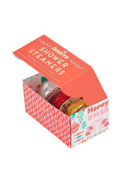 Product shot of the Christmas Shower Steamers in colour Christmas, detail