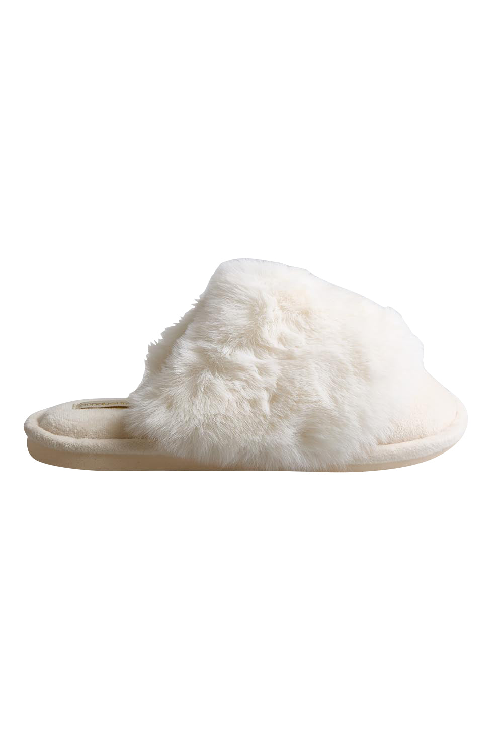 Product shot of the Cosy Luxe Slippers - Ivory in colour Ivory, from the front
