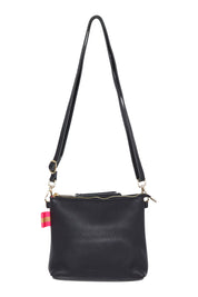 Product shot of the Alexis Leather Crossbody in colour Black (Black), from the back