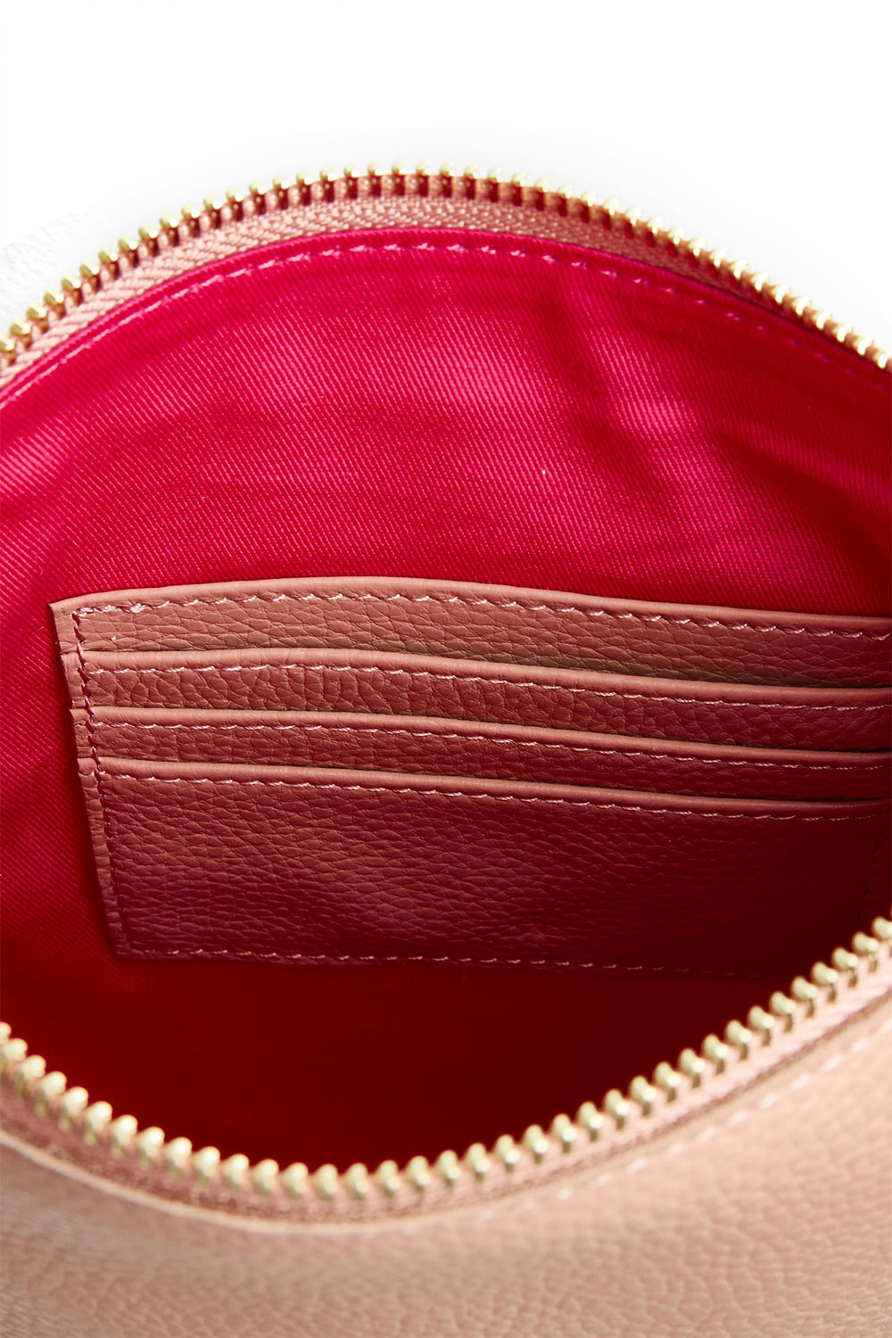 Product shot of the Alexis Leather Crossbody in colour Rosette (Pink), detail