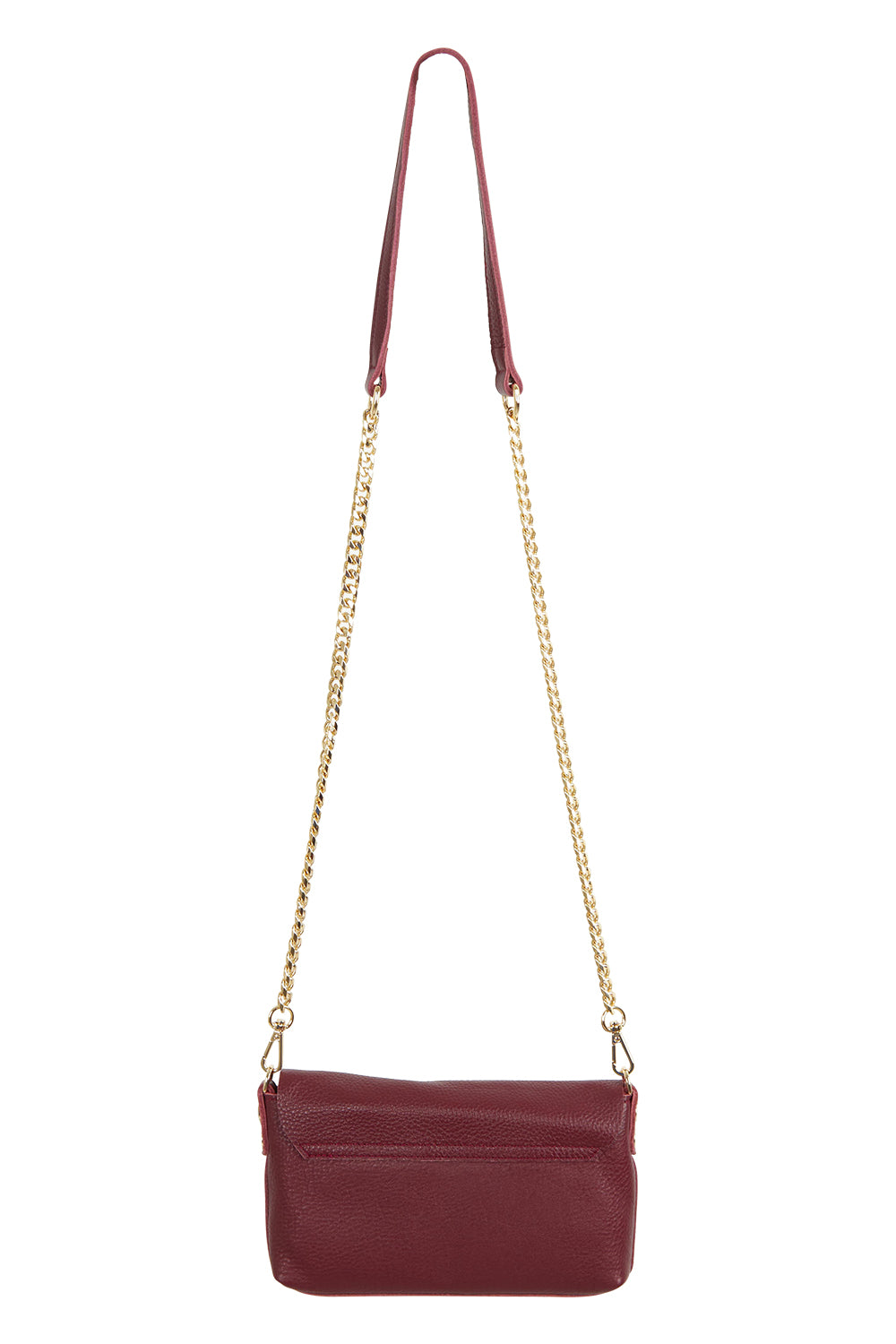 Product shot of the Paige Leather Wallet in colour Burgandy (Red), from the back