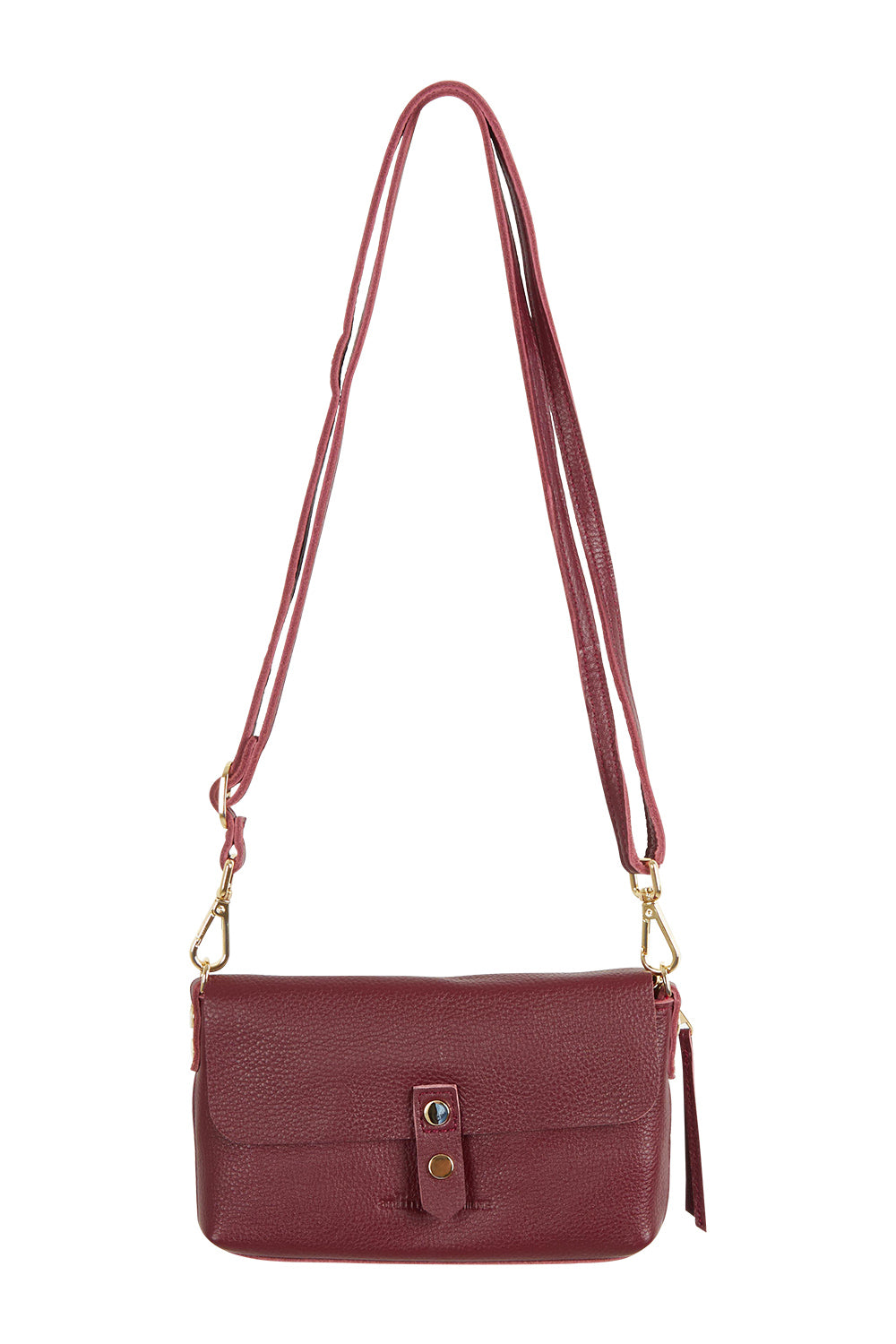 Product shot of the Paige Leather Wallet in colour Burgandy (Red), detail