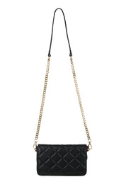 Product shot of the Sarah Leather Quilted Crossbody in colour Black (Black), detail
