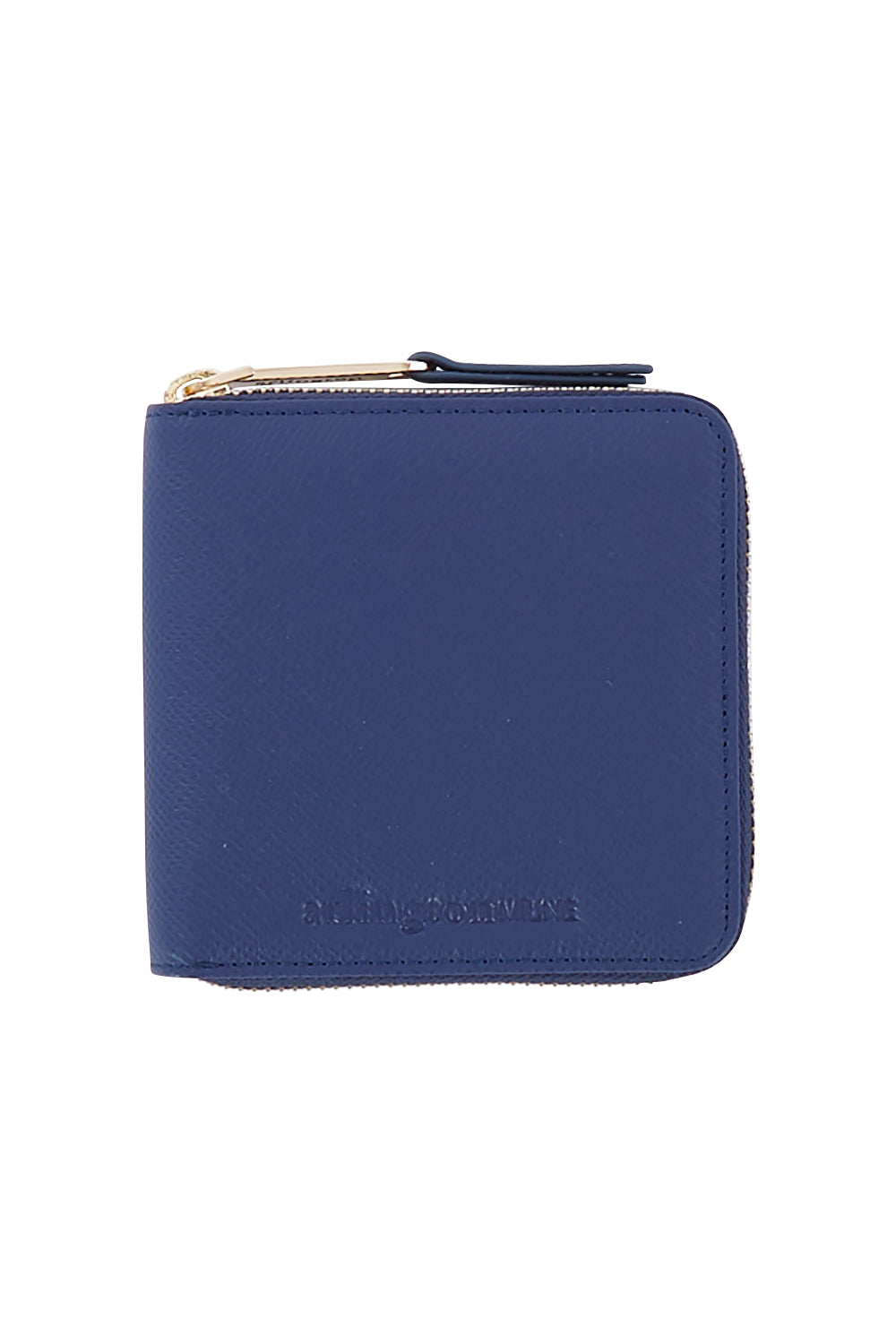 Product shot of the Zoe Leather Wallet in colour Navy (Blue), from the front