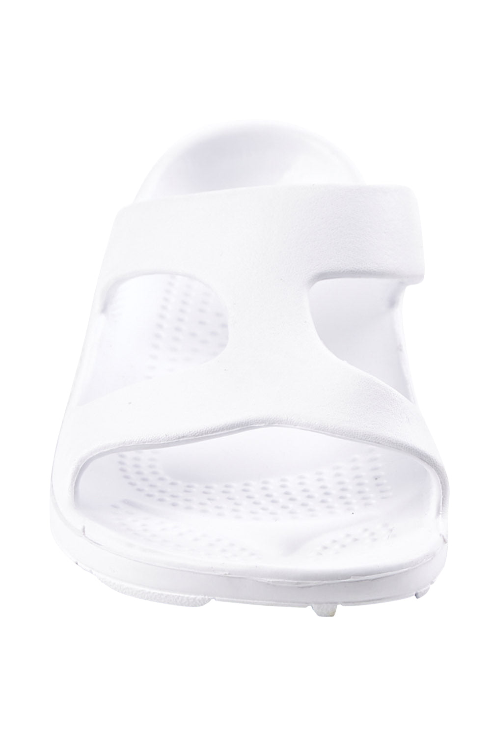 Product shot of the Indy Orthotic Support Slides in colour White (White), detail