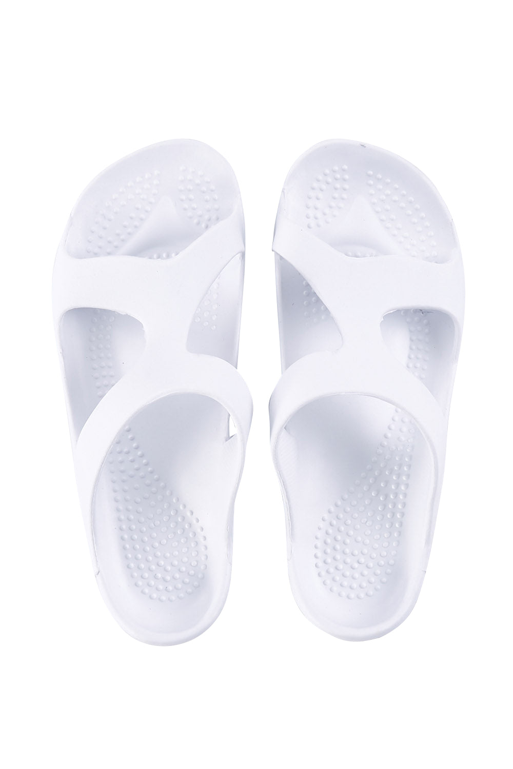 Product shot of the Indy Orthotic Support Slides in colour White (White), detail