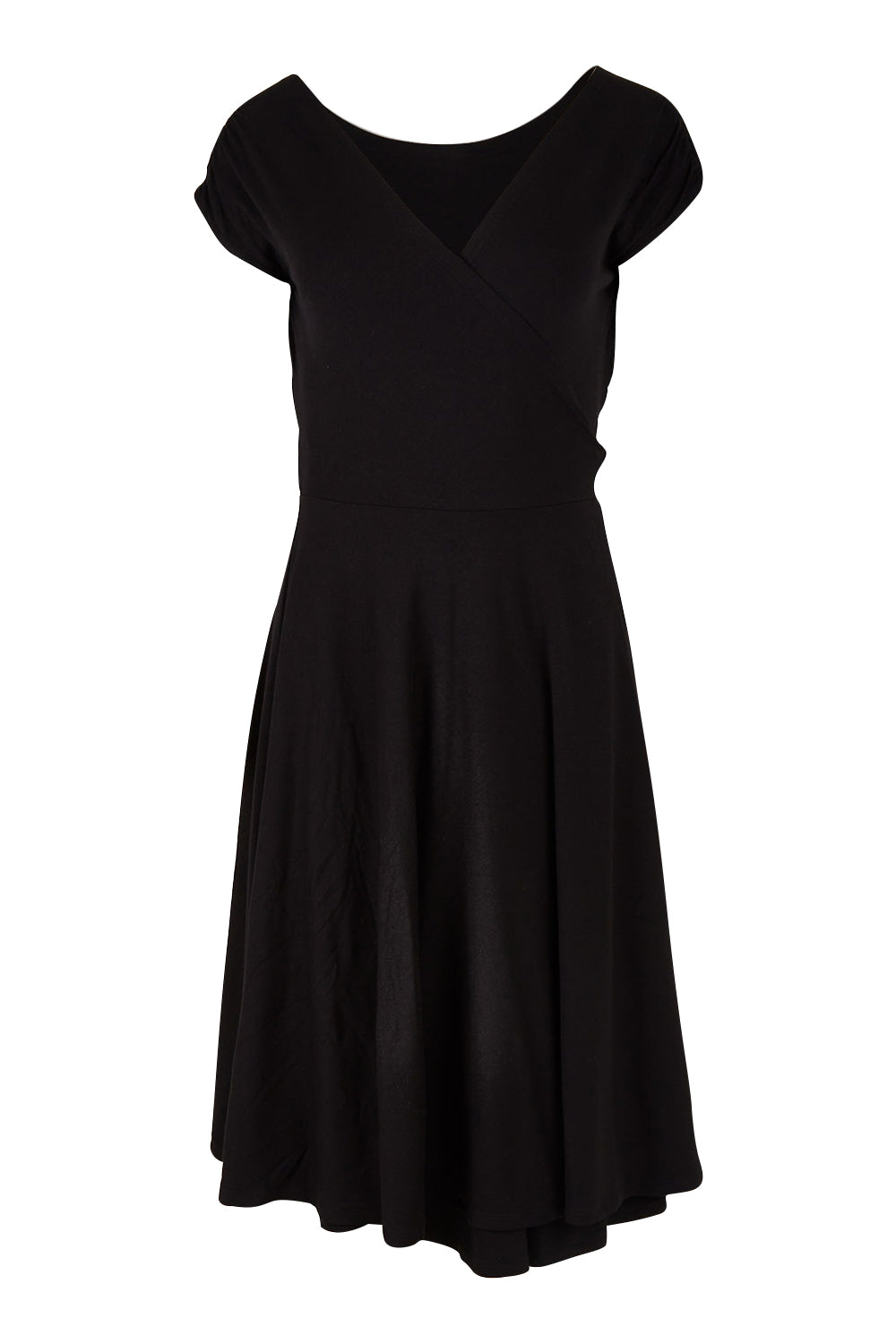 Product shot of the Wrap Dress in colour Black (Black), from the front