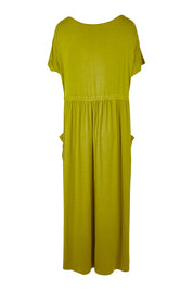 Product shot of the Mila Maxi Dress in colour Cardamom (Green), from the back