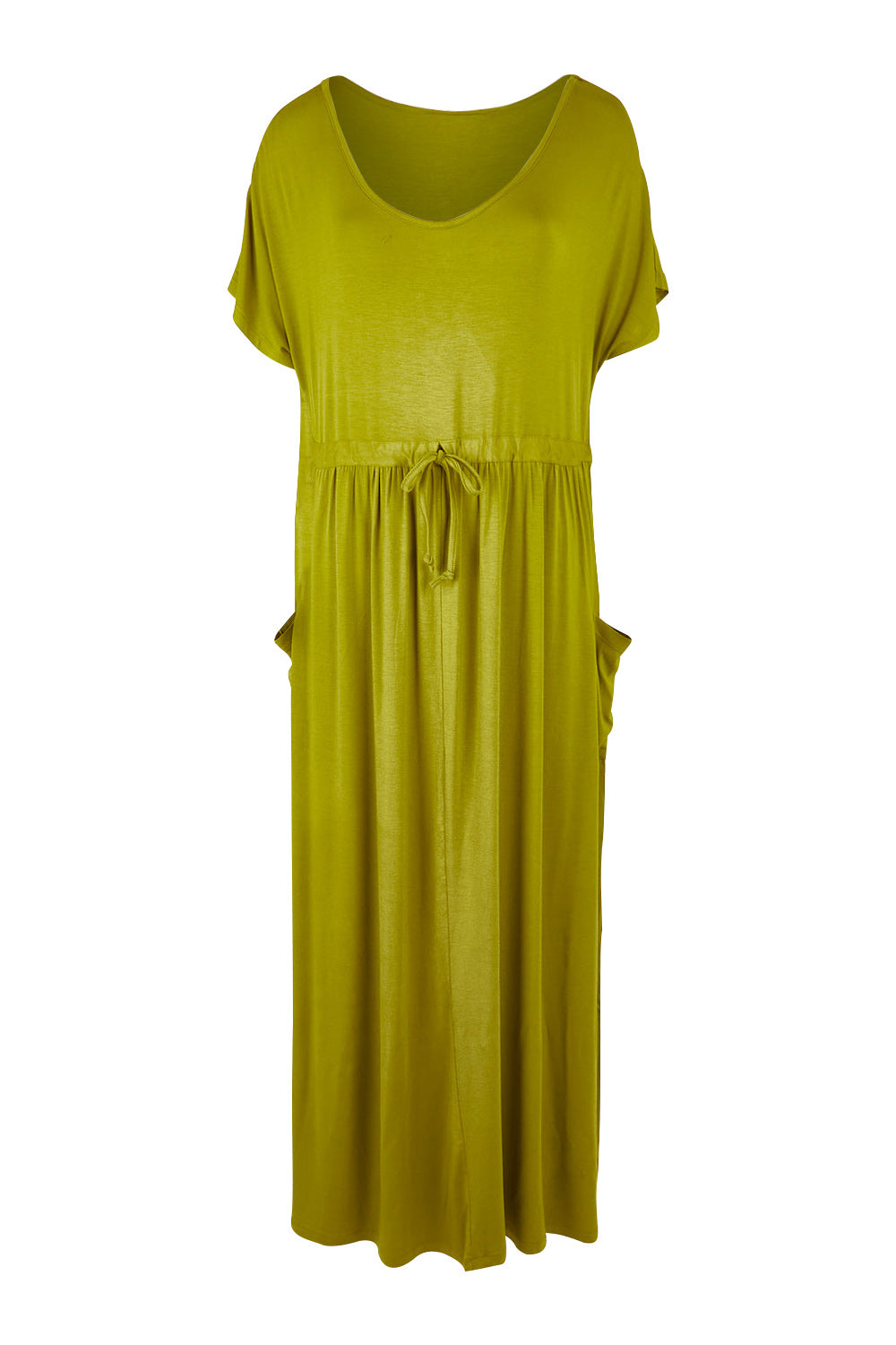Product shot of the Mila Maxi Dress in colour Cardamom (Green), from the front