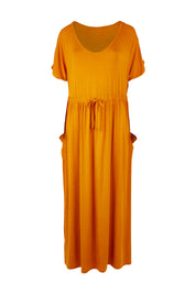 Product shot of the Mila Maxi Dress in colour Tumeric, from the front