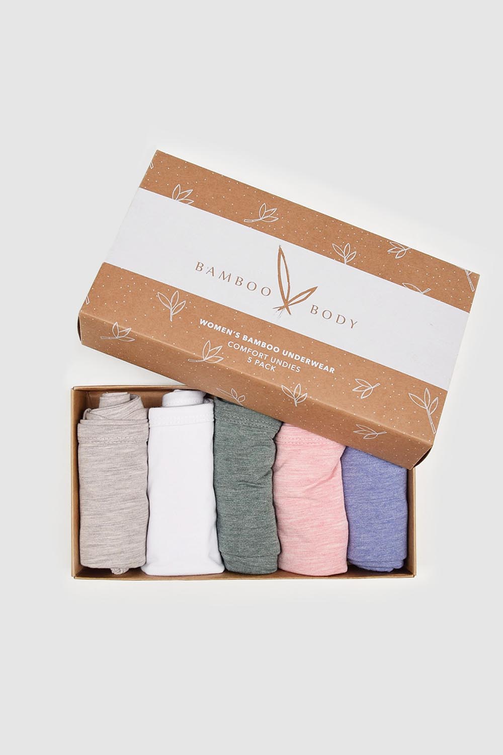 Product shot of the Bamboo Comfort Undies 5 Pack in colour Multi, from the front