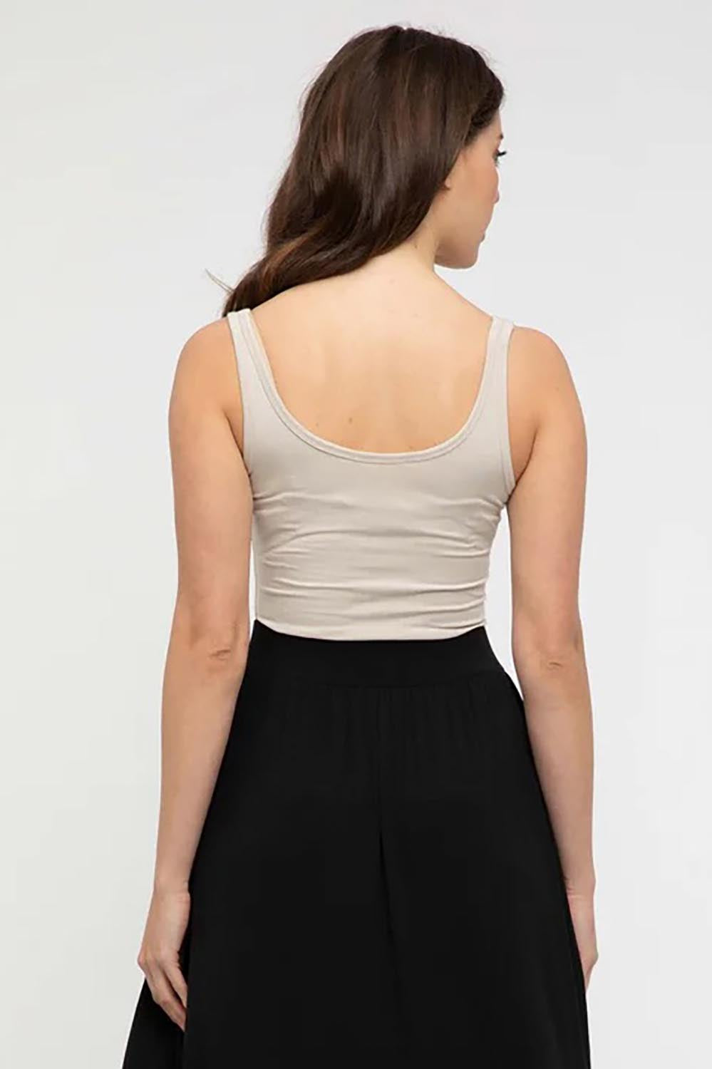 Bamboo Scoop Singlet - Bone