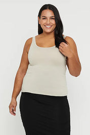 Bamboo Scoop Singlet - Bone