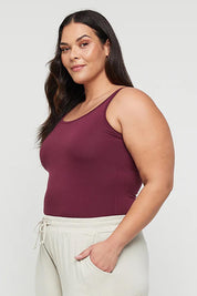Bamboo Scoop Singlet - Burgundy