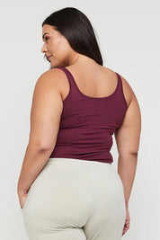 Bamboo Scoop Singlet - Burgundy