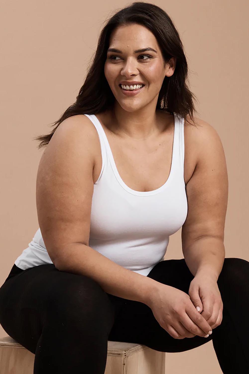 Bamboo Scoop Singlet - White