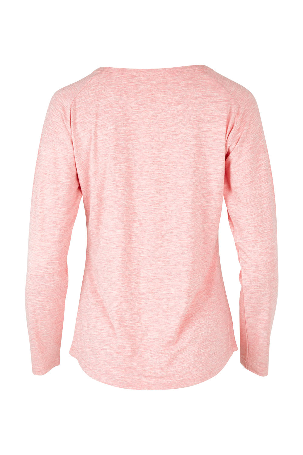 Product shot of the Henley Long Sleeve Bamboo Top in colour Rose (Pink), from the back