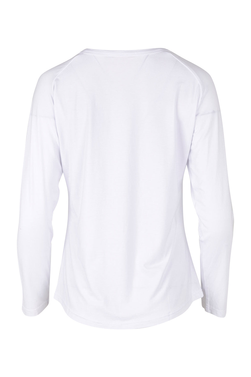Product shot of the Henley Long Sleeve Bamboo Top in colour White (White), from the back