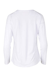 Product shot of the Henley Long Sleeve Bamboo Top in colour White (White), from the back