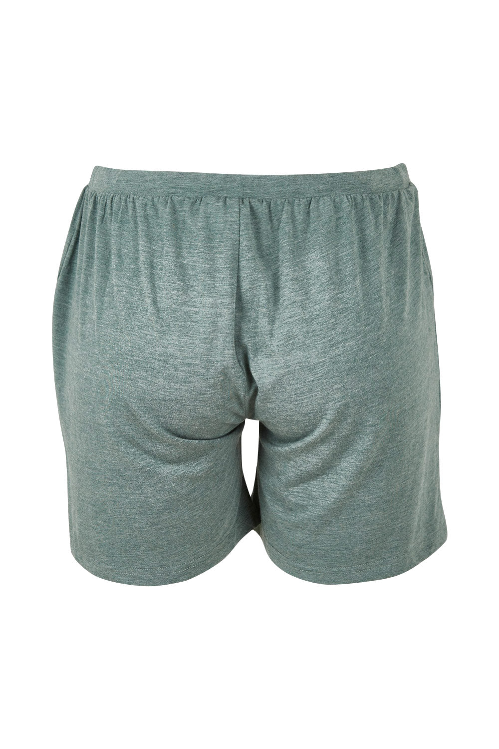 Product shot of the Bamboo Shorts in colour Moss (Green), from the back