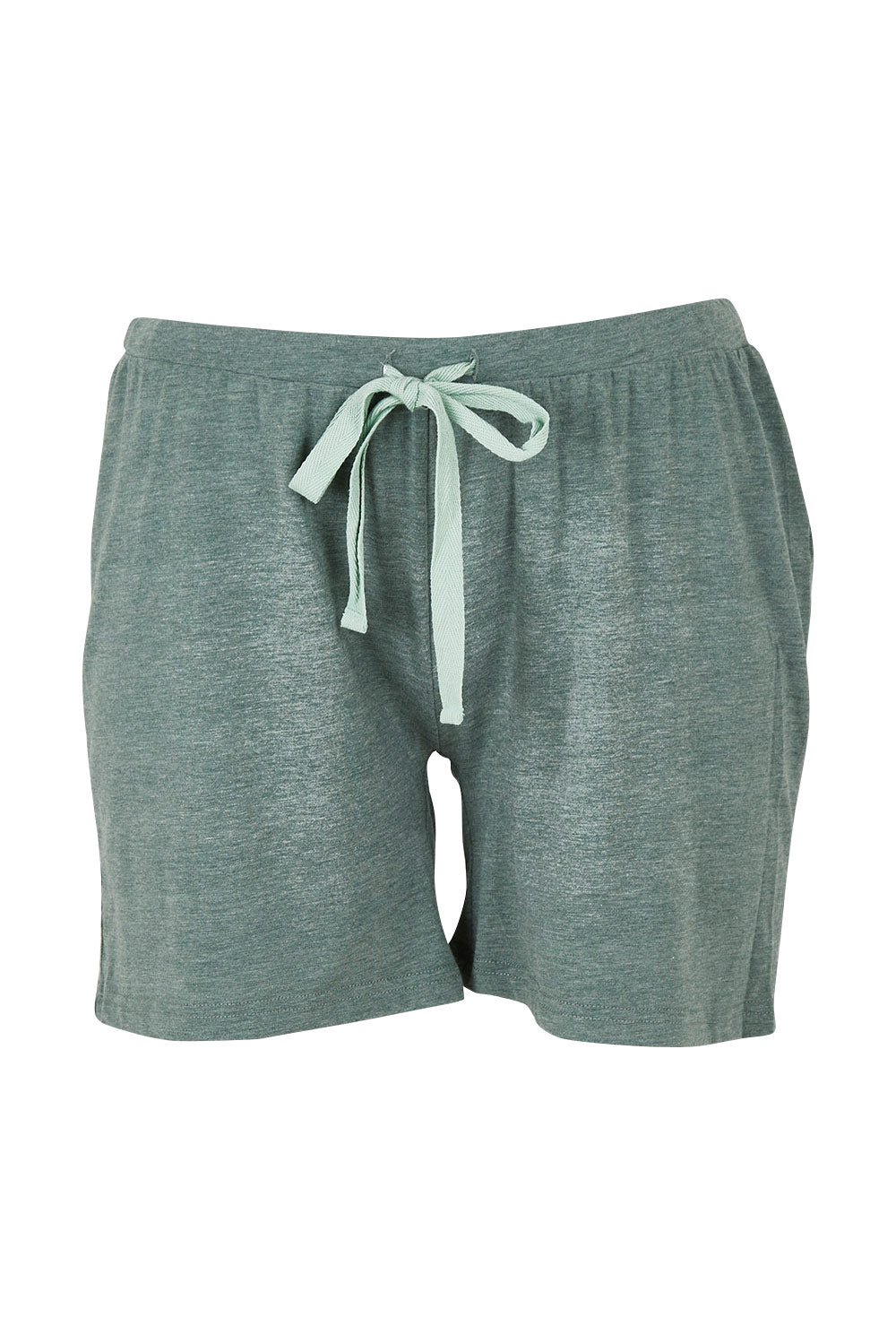 Product shot of the Bamboo Shorts in colour Moss (Green), from the front